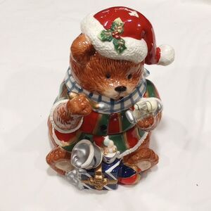 Vintage Cracker Barrel Christmas Bear Cookie Jar
